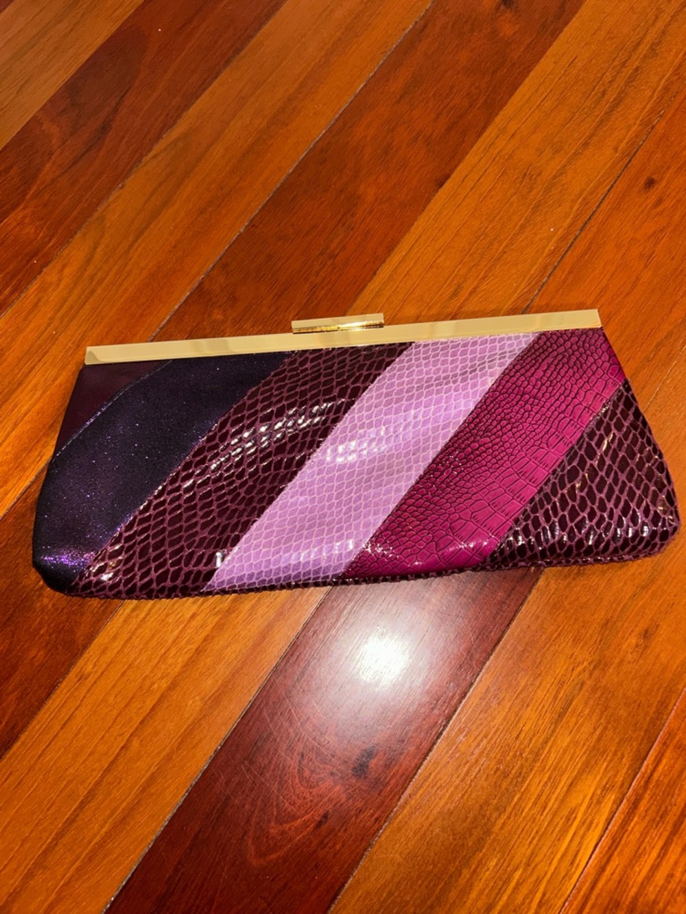ALDO Striped Purple Clutch
